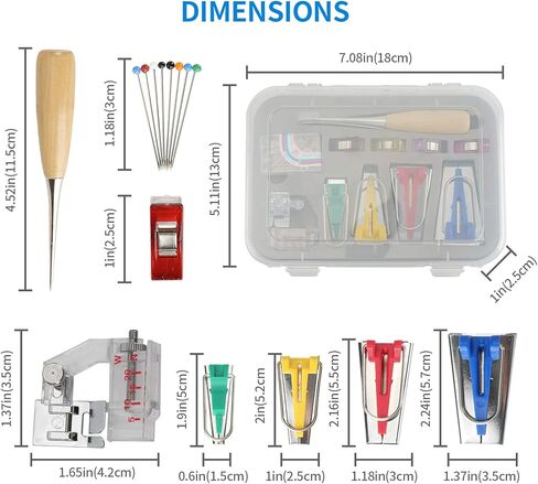 زدكارفا مجموعة صنع شريط التحيز - أدوات ربط اللحاف 4 مقاسات صانع شريط التحيز مع شريط متحيز ارجواني بطول 2 ياردة لخياطة القماش بنمط فريد خاص بك in Kuwait