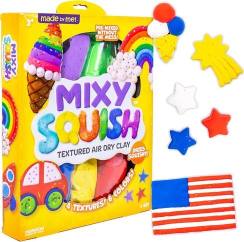 Made by Me Mixy Squish Rainbow by Horizon Group USA, Includes 6 oz. of Pre-Made Air Dry Clay, Sensory Play, 6 Colors, 4 Different Crunchy, Bumpy, Soft Textures, Dries Squishy & Smooth in Kuwait