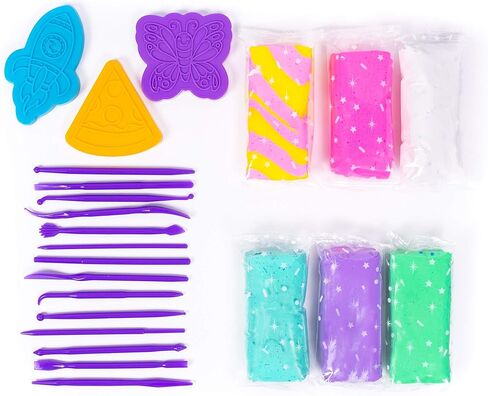 مجموعة ألعاب حسية مكونة من 24 قطعة من Made By Me Mixy Squish Sculpting Studio من Horizon Group USA، تتضمن 6 أونصة. طين يجفف بالهواء، محكم مسبقًا، يجف اسفنجي، 14 أداة نحت، 3 قوالب مزدوجة الجوانب، تخزين in Kuwait