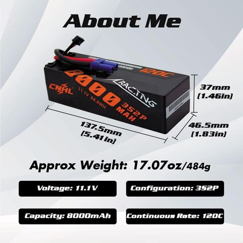 CNHL 3S Lipo Battery 6600mAh Hard Case 120C 11.1V RC Battery with EC5 Plug for 1/8 1/10 RC Car/Truck/Buggy, RC Boat (2 Packs) in Saudi Arabia