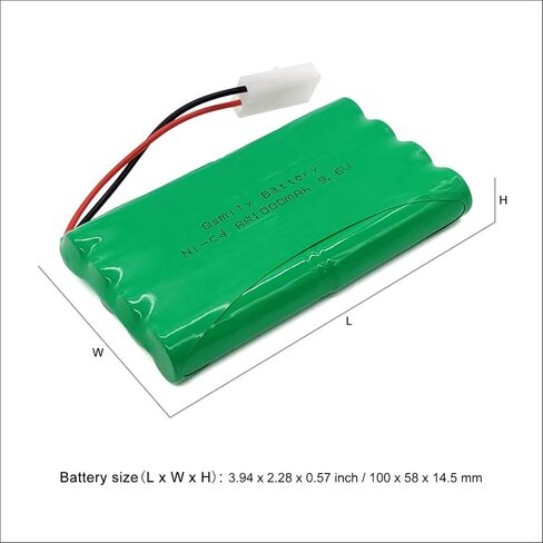 Qsmily® 9.6V RC Battery Pack, 2000mAh AA Rechargeable Ni-MH Battery Pack with Tamiya Connector and USB Charger Cable, Suitable for RC Monster Truck, RC Battle Tank, RC Aircraft Carrier Model in Saudi Arabia