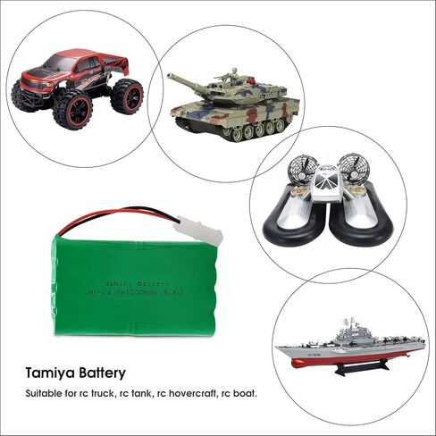 Qsmily® 9.6V RC Battery Pack, 2000mAh AA Rechargeable Ni-MH Battery Pack with Tamiya Connector and USB Charger Cable, Suitable for RC Monster Truck, RC Battle Tank, RC Aircraft Carrier Model in Saudi Arabia