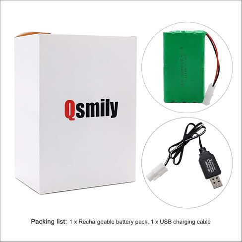 Qsmily® 9.6V RC Battery Pack, 2000mAh AA Rechargeable Ni-MH Battery Pack with Tamiya Connector and USB Charger Cable, Suitable for RC Monster Truck, RC Battle Tank, RC Aircraft Carrier Model in Saudi Arabia