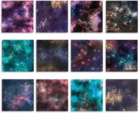 ورق بنمط المجرة 24 قطعة، دفتر قصاصات بتصميم سماء مليئة بالنجوم مقاس 12 انش × 12 انش، ورق منقوش لصنع بطاقات التهنئة وديكورات هدايا اوريغامي وسجلات القصاصات والمجلات والقصاصات اليدوية in Kuwait