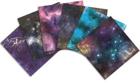 ورق بنمط المجرة 24 قطعة، دفتر قصاصات بتصميم سماء مليئة بالنجوم مقاس 12 انش × 12 انش، ورق منقوش لصنع بطاقات التهنئة وديكورات هدايا اوريغامي وسجلات القصاصات والمجلات والقصاصات اليدوية in Kuwait