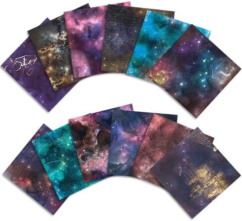 ورق بنمط المجرة 24 قطعة، دفتر قصاصات بتصميم سماء مليئة بالنجوم مقاس 12 انش × 12 انش، ورق منقوش لصنع بطاقات التهنئة وديكورات هدايا اوريغامي وسجلات القصاصات والمجلات والقصاصات اليدوية in Kuwait