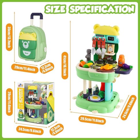 مجموعة لعب المطبخ، 3 في 1 ألعاب المطبخ التظاهري للأطفال الصغار، 34 قطعة من ملحقات الطبخ الواقعية للفتيات والأولاد من عمر 3 4 5 6 7 in Kuwait