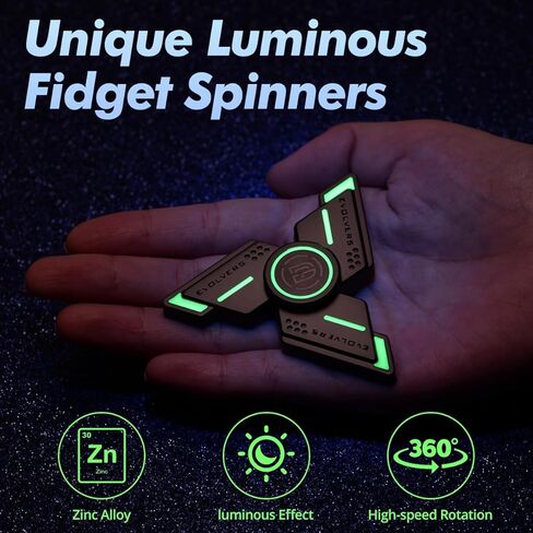 لعبة فيدجيت سبينر، لعبة فيدجيت سبينر معدنية تتوهج في الظلام، العاب فيدجيت لتخفيف التوتر، هدية للبالغين والاطفال in Kuwait