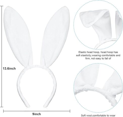 WILLBOND 6 Pieces Easter Plush Bunny Ears Cute Bunny Headband for All-age Costume Cosplay Party Halloween Christmas in Kuwait