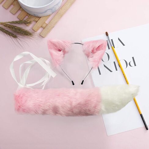 VIGVAN Cat Ears Wolf Fox Ears Animal Cosplay Cute Head Accessories for Halloween (H Purple) in Saudi Arabia