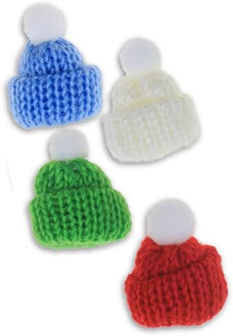 قبعات كريسماس صغيرة محبوك بأشكال فنية وحرفية - قبعات شتوية للعطلات لمستلزمات المشروع DIY أو ديكور الحفلات - مجموعة من 4 قطع in Kuwait