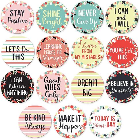 Sweetzer & Orange 30 Growth Mindset Geometric Positive Sayings Accents | Motivational Wall Art Inspirational Quote Cards with Geometric Designs for Classroom Decorations, Office, Nursery (7-Inch) in Kuwait