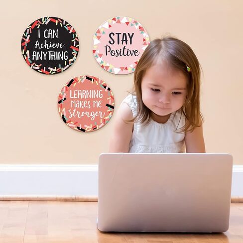 Sweetzer & Orange 30 Growth Mindset Geometric Positive Sayings Accents | Motivational Wall Art Inspirational Quote Cards with Geometric Designs for Classroom Decorations, Office, Nursery (7-Inch) in Kuwait