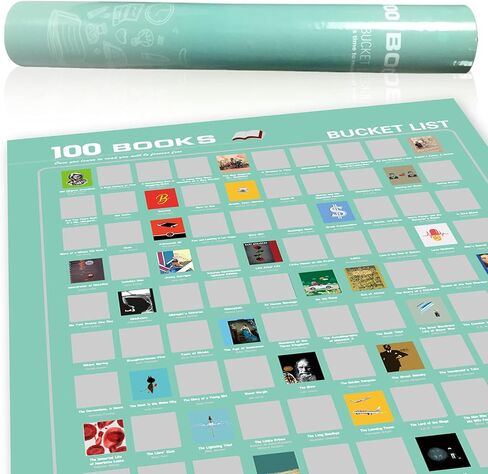 ملصق LOADWRITE 100 كتاب قابل للخدش للبالغين - 100 كتاب يجب قراءته في قائمة دلو طوال الوقت، الملحقات متضمنة، 16.5 بوصة × 23.4 بوصة (أخضر) in Kuwait