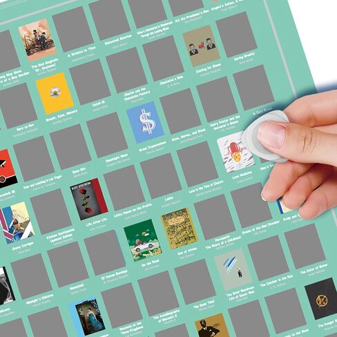 ملصق LOADWRITE 100 كتاب قابل للخدش للبالغين - 100 كتاب يجب قراءته في قائمة دلو طوال الوقت، الملحقات متضمنة، 16.5 بوصة × 23.4 بوصة (أخضر) in Kuwait