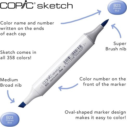 Copic Sketch، أقلام تحديد تعتمد على الكحول، مجموعة مكونة من 72 قطعة D & قلم تحديد الكحول Sketch 5 ألوان + مجموعة SP متعددة الخطوط، رسم رمادي in Kuwait