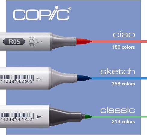 Copic Sketch، أقلام تحديد تعتمد على الكحول، مجموعة مكونة من 72 قطعة D & قلم تحديد الكحول Sketch 5 ألوان + مجموعة SP متعددة الخطوط، رسم رمادي in Kuwait