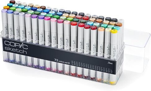 Copic Sketch، أقلام تحديد تعتمد على الكحول، مجموعة مكونة من 72 قطعة D & قلم تحديد الكحول Sketch 5 ألوان + مجموعة SP متعددة الخطوط، رسم رمادي in Kuwait