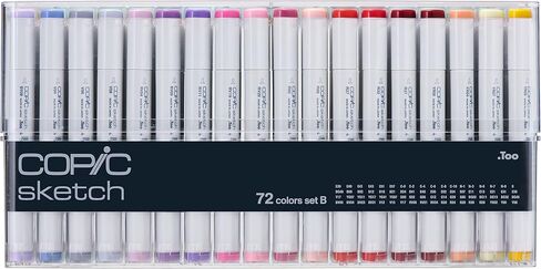 Copic Sketch، أقلام تحديد تعتمد على الكحول، مجموعة مكونة من 72 قطعة D & قلم تحديد الكحول Sketch 5 ألوان + مجموعة SP متعددة الخطوط، رسم رمادي in Kuwait