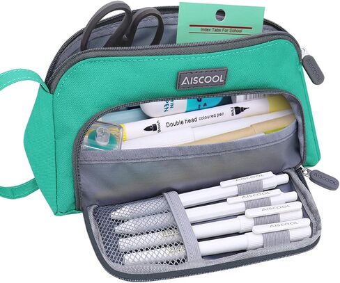 Aiscool Big Capacity Pencil Case Up to 70 Pencils Pen Pouch Holder Bag Large Storage Stationery Organizer for School Supplies Office College (Black) in Kuwait