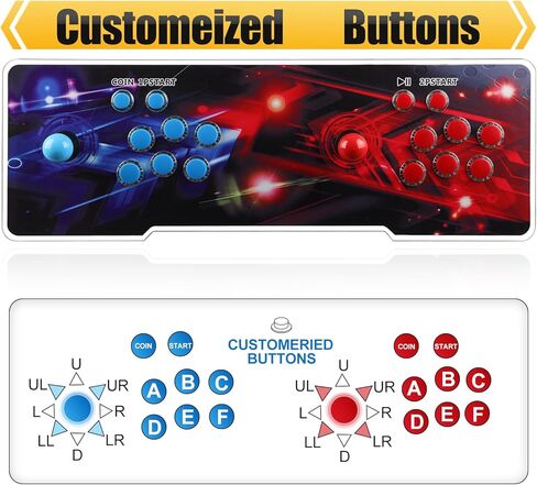 Akaxi 3D Pandora Box Console with WiFi - 8000 Arcade Games in 1,Retro Game Machine for TV PC Projector, Supports Up to 4 Players, Full HD Output, Search, Save, Hide, Favorites List in Kuwait