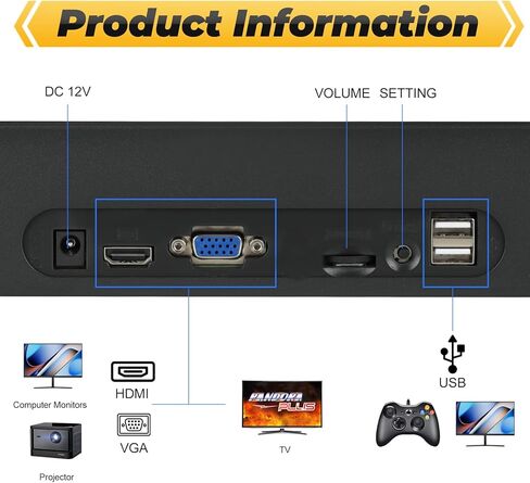 Akaxi 3D Pandora Box Console with WiFi - 8000 Arcade Games in 1,Retro Game Machine for TV PC Projector, Supports Up to 4 Players, Full HD Output, Search, Save, Hide, Favorites List in Kuwait