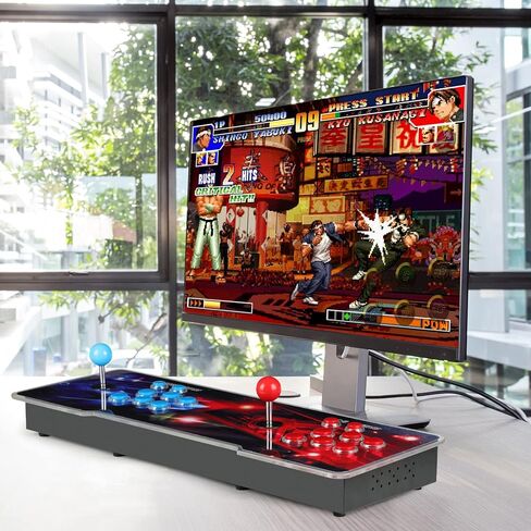 Akaxi 3D Pandora Box Console with WiFi - 8000 Arcade Games in 1,Retro Game Machine for TV PC Projector, Supports Up to 4 Players, Full HD Output, Search, Save, Hide, Favorites List in Kuwait