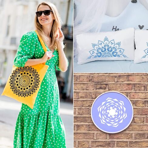 18x10 Inch Mandala Stencil Reusable Mandala Painting Templates Stencil Floral Design Stencil Mandala Drawing Craft Stencil for DIY Wall, Tile, Furniture, Canva, Outdoor Indoor Decoration 4 PCS in Kuwait