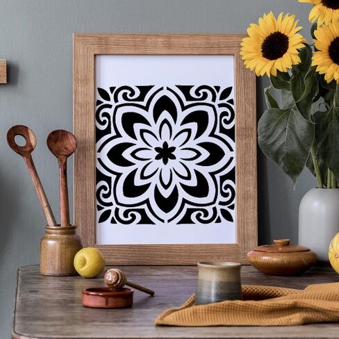 18x10 Inch Mandala Stencil Reusable Mandala Painting Templates Stencil Floral Design Stencil Mandala Drawing Craft Stencil for DIY Wall, Tile, Furniture, Canva, Outdoor Indoor Decoration 4 PCS in Kuwait
