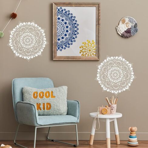 18x10 Inch Mandala Stencil Reusable Mandala Painting Templates Stencil Floral Design Stencil Mandala Drawing Craft Stencil for DIY Wall, Tile, Furniture, Canva, Outdoor Indoor Decoration 4 PCS in Kuwait