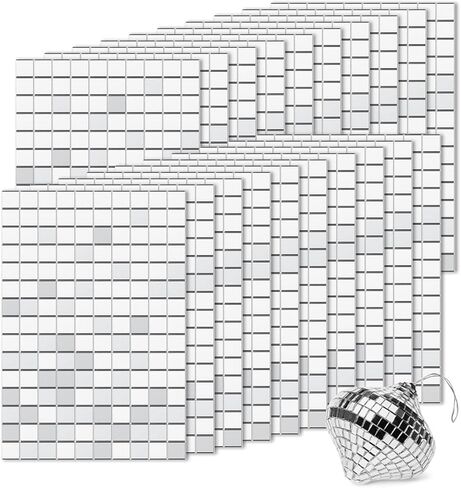 Rcybeo 3000PCS Mosaic Tiles Disco Tiles Self-Adhesive Mirror Mosaic Stickers 10x10mm, Disco Ball Stickers for Craft, Interior Decoration Square Glass Tiles Self Adhesive DIY Card Making in Kuwait