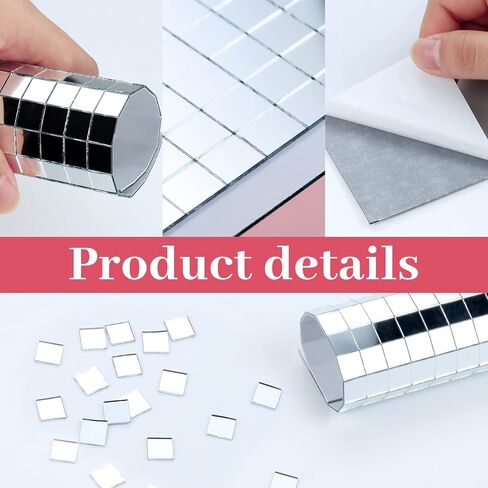 Rcybeo 3000PCS Mosaic Tiles Disco Tiles Self-Adhesive Mirror Mosaic Stickers 10x10mm, Disco Ball Stickers for Craft, Interior Decoration Square Glass Tiles Self Adhesive DIY Card Making in Kuwait