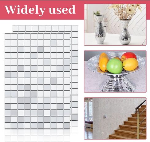 Rcybeo 3000PCS Mosaic Tiles Disco Tiles Self-Adhesive Mirror Mosaic Stickers 10x10mm, Disco Ball Stickers for Craft, Interior Decoration Square Glass Tiles Self Adhesive DIY Card Making in Kuwait