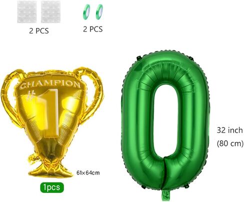 daimay 29pcs كرة القدم عيد ميلاد حزب الديكور الرياضة موضوع كرة القدم الطرف المورد بطل الكأس احباط بالون 13 عيد ميلاد سعيد راية أخضر أبيض أسود كرة القدم بالونات كعكة توبر لمحبي كرة القدم in Kuwait