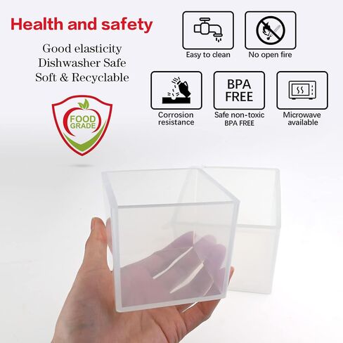 قوالب راتنج مربعة كبيرة - قوالب صب سيليكون مكعبة كبيرة لفن راتنجات الإيبوكسي DIY، قوالب سيليكون مربعة عميقة شفافة لصب الراتنج، 4 بوصة و3 بوصة، عبوتان in Saudi Arabia