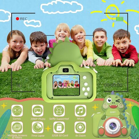 Ceryfus Kids Digital Camera Toy Suitable for Boys Aged 3-8 Girls Boys Kids Gifts, Portable Child Digital Video Camera with Silicone Cover for Boys Toddler Christmas Birthdays in Saudi Arabia