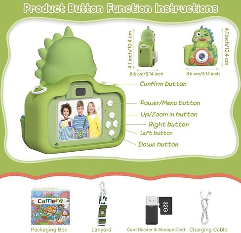 Ceryfus Kids Digital Camera Toy Suitable for Boys Aged 3-8 Girls Boys Kids Gifts, Portable Child Digital Video Camera with Silicone Cover for Boys Toddler Christmas Birthdays in Saudi Arabia