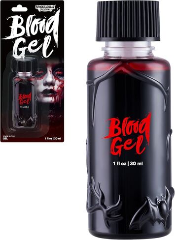 Spooktacular Creations Halloween Fake Blood، 1 أونصة مكياج دم صناعي، زجاجة دم المرحلة، طلاء دم مقطر، دم مزيف قابل للغسل للملابس، زومبي، مكياج دم مصاص الدماء in Saudi Arabia