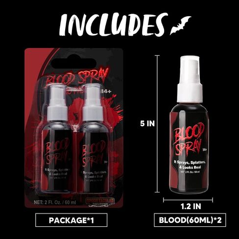 Spooktacular Creations 2 Packs of 2 oz Halloween Vampire Blood Spray Fake Blood Stage Blood for Halloween Costume, Zombie, Vampire and Monster Makeup & Dress Up in Saudi Arabia