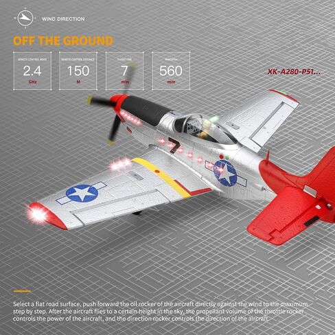 GoolRC RC Plane, WLtoys XK A280 RC Airplane, 2.4GHz 4 Channel Brushless Remote Control Airplane, RC Aircraft Fighter with 6-Axis Gyro, 3D/6G Mode and LED Searchlight, Easy to Fly for Adults in Saudi Arabia
