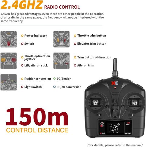 GoolRC RC Plane, WLtoys XK A280 RC Airplane, 2.4GHz 4 Channel Brushless Remote Control Airplane, RC Aircraft Fighter with 6-Axis Gyro, 3D/6G Mode and LED Searchlight, Easy to Fly for Adults in Saudi Arabia