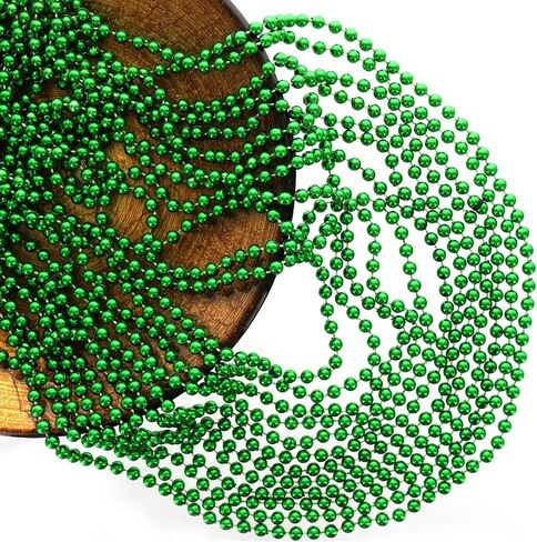 GiftExpress 72 Pcs 33" 7mm Metallic Green Beaded Necklaces, Bulk Mardi Gras St. Partrick's Day Party Beads Necklaces, Holiday Beaded Costume Necklace for Party in Saudi Arabia