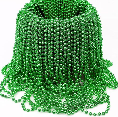 GiftExpress 72 Pcs 33" 7mm Metallic Green Beaded Necklaces, Bulk Mardi Gras St. Partrick's Day Party Beads Necklaces, Holiday Beaded Costume Necklace for Party in Saudi Arabia