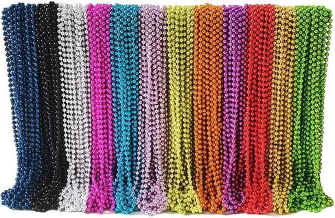 144 Pcs Mardi Gras Beads Necklaces, 12 Color 31.5 Inch 7mm Necklaces For Decorations, Party Favors, Carnivals, Parade in Kuwait