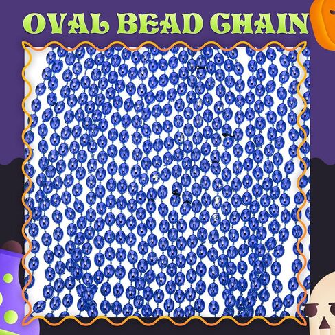 Riceshoot 200 Pcs Black Bead Necklace Bulk Mardi Gras Oval Beads Necklace Party Favors 33" 7mm Metallic Color Beaded Costume Necklaces for Halloween Christmas Carnival Festive Event Accessories in Kuwait