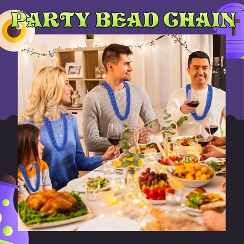 Riceshoot 200 Pcs Black Bead Necklace Bulk Mardi Gras Oval Beads Necklace Party Favors 33" 7mm Metallic Color Beaded Costume Necklaces for Halloween Christmas Carnival Festive Event Accessories in Kuwait
