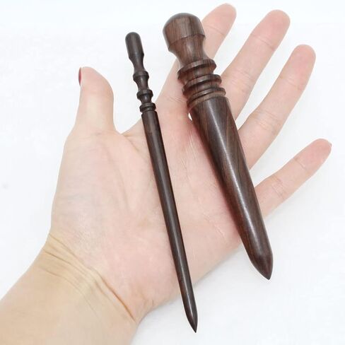 ARTCXC 2x14CM Leather Craft Tapered Edge Slicker Solid Ebony Wood Leather Burnishing Tool for Burnishing Leather Projects Craft in Kuwait