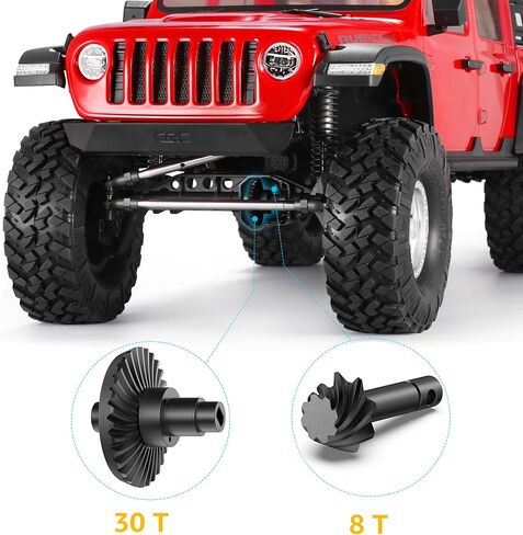 تروس المحور RC من الفولاذ المقوى من COOWOO، مجموعة أجزاء ترقية تروس المحور الأمامي الخلفي المائل الحلزوني لشاحنات RC 1/10 SCX10 II، دوران للأمام 33/8T (أسود) in Saudi Arabia
