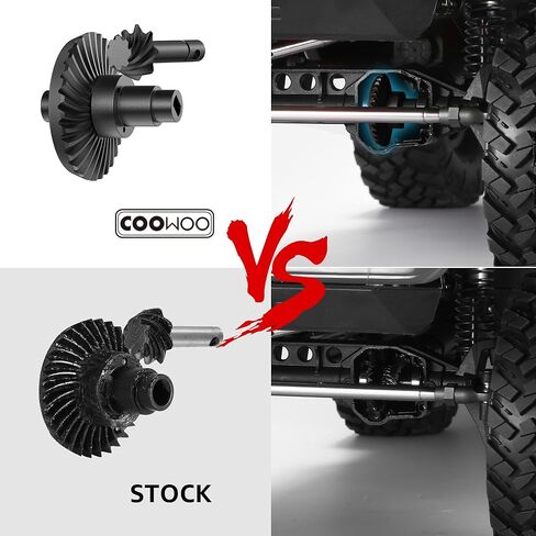 تروس المحور RC من الفولاذ المقوى من COOWOO، مجموعة أجزاء ترقية تروس المحور الأمامي الخلفي المائل الحلزوني لشاحنات RC 1/10 SCX10 II، دوران للأمام 33/8T (أسود) in Saudi Arabia