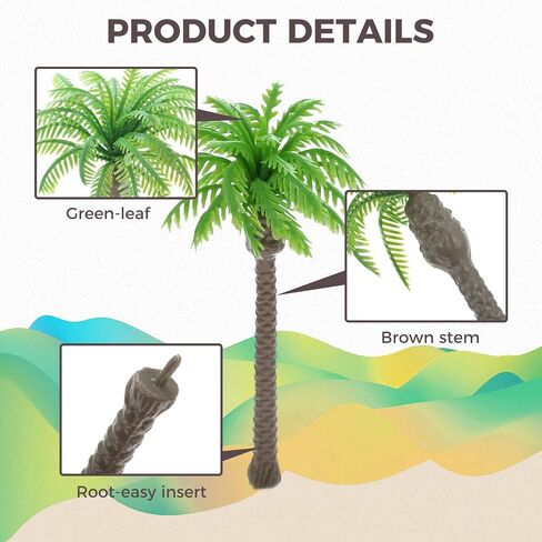 Yetaha 20Pcs Mini Coconut Palm Model Trees, Miniature Green Tree Model Plants Plastic Diorama Supplies for Crafts Cake Topper DIY Projects Building Model Artificial Trees Train Village Railroads in Saudi Arabia